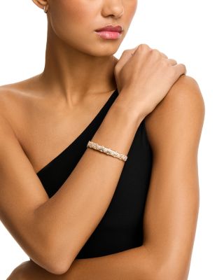 Diamond Bangle with Flowers in 14K Yellow Gold, 1.28 tcw