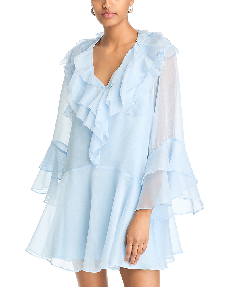 AQUA RUFFLE MINI DRESS - EXCLUSIVE