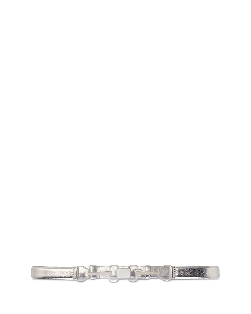 Maje Metallic Leather Belt In Silver