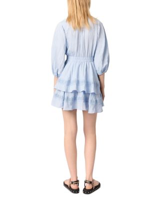 maje dress with ruffles and lace details Dress with ruffles and lace details Blue For Women