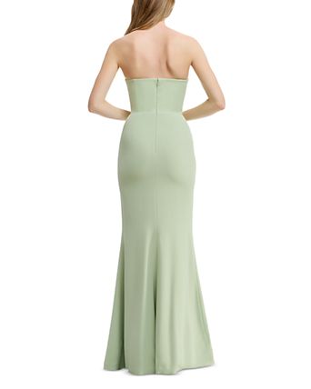 christian siriano grass green slip dress Sage Green Lurex Plunge Long Sleeve Midi Dress main image 1