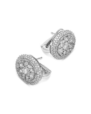 Diamond Pav&eacute; Cluster Earrings in 14K White Gold, 2 tcw