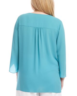 Plus Bracelet Sleeve Asymmetric Blouse