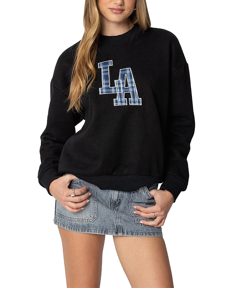 Edikted La Plaid Sweatshirt In Black
