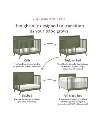 Palma 4 in 1 Convertible Crib with Toddler Bed Conversion Kit