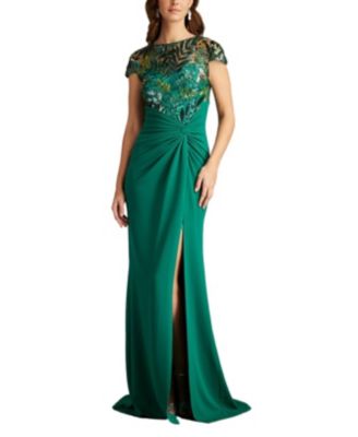 Tadashi Shoji - Eleonora Draped Sequin Illusion Gown