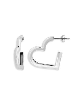Open Heart Half Hoop Earrings in Sterling Silver - Exclusive
