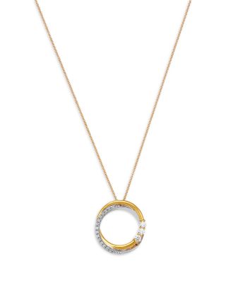 Bloomingdale's Fine Collection - Diamond Circle Pendant Necklace in 14K Two Tone Gold, 0.25 tcw