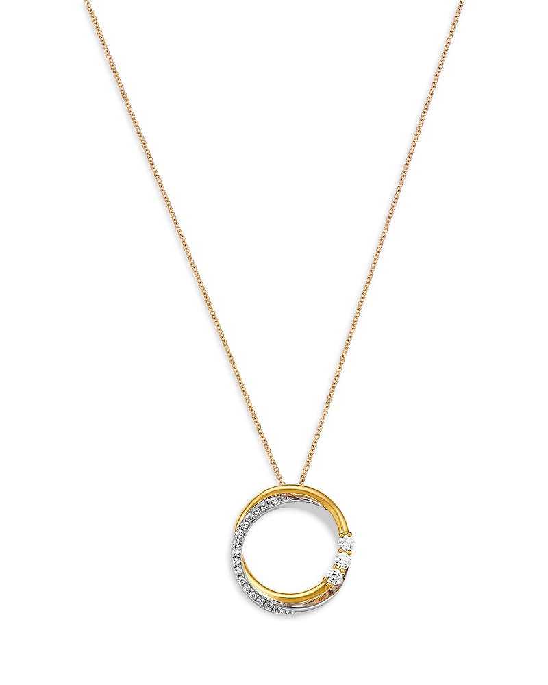 Bloomingdale's Fine Collection Diamond Circle Pendant Necklace in 14K Two Tone Gold, 0.25 tcw
