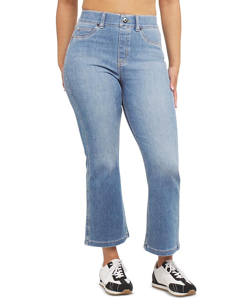Spanx High Rise Pull On Kick Flare Jeans In Stonewashed Blue In Stonewashed Blue