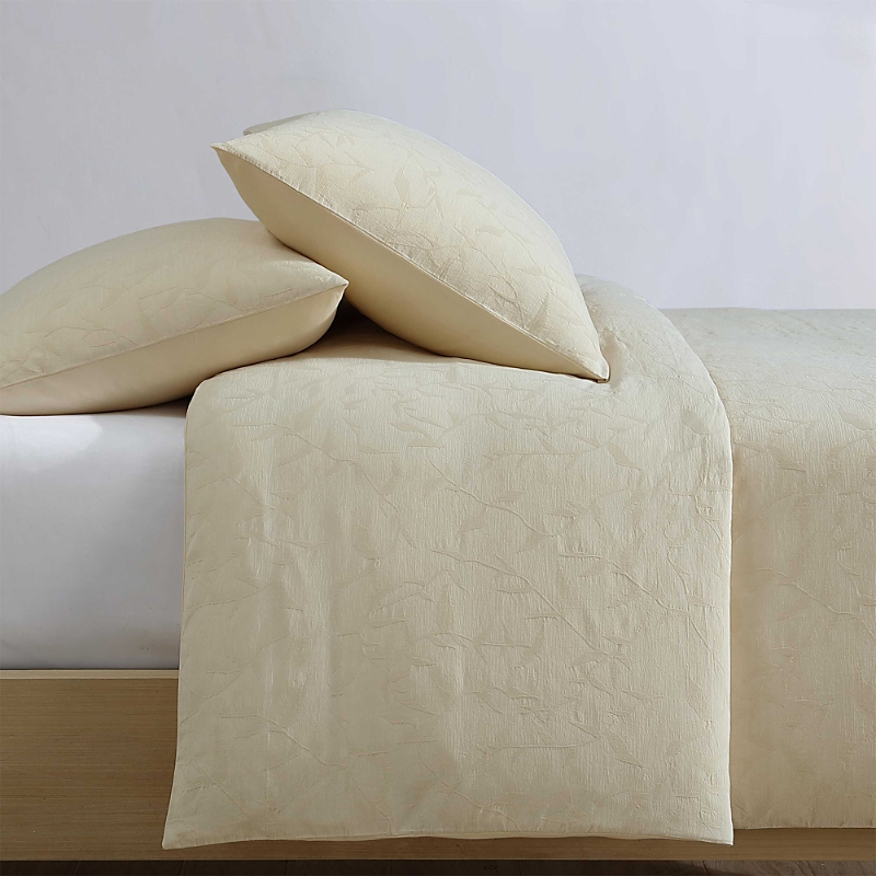 Calvin Klein Branching Leaves 3 Piece Comforter Set, King In Cream
