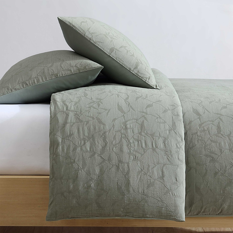 Calvin Klein Branching Leaves 3 Piece Comforter Set, Queen In Moss