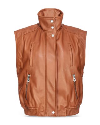 PINKO - Gambia Leather Sleeveless Jacket