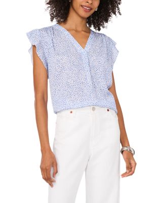 VINCE CAMUTO - Ruffled Sleeve V Neck Top