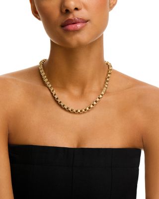 18K Yellow Gold Bold Gold Box Link Chain Necklace, 18"