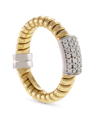 18K Yellow Gold Via Mercanti Tubogas Diamond Pav&eacute; Ring