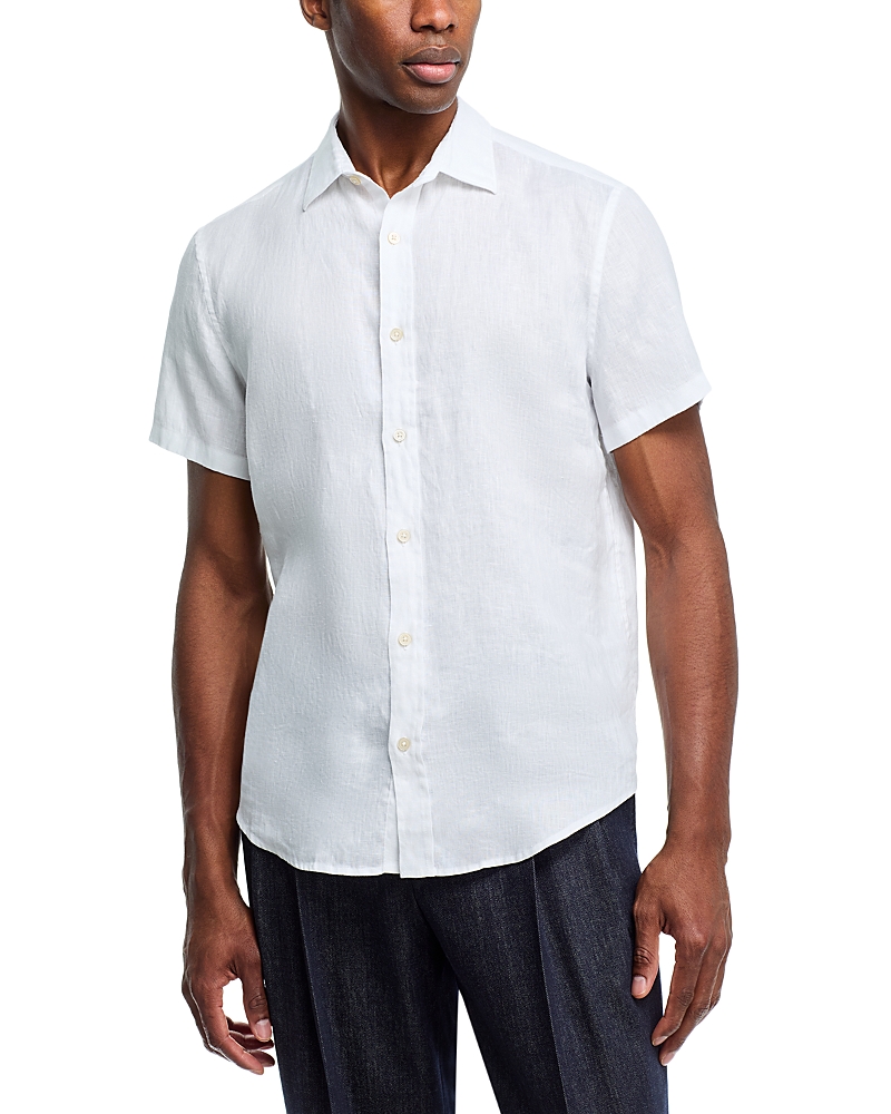 The Men's Store at Bloomingdale's Short Sleeve Linen Shirt in White - Exclusive