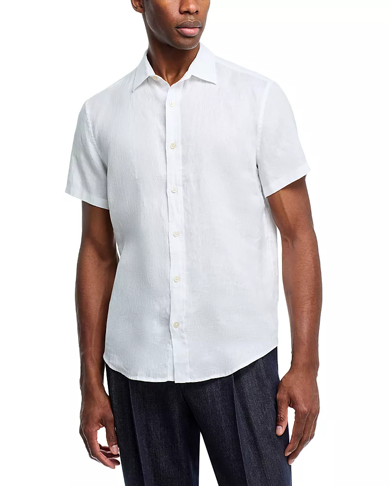 The Men's Store at Bloomingdale's Short Sleeve Linen Shirt in White - Exclusive