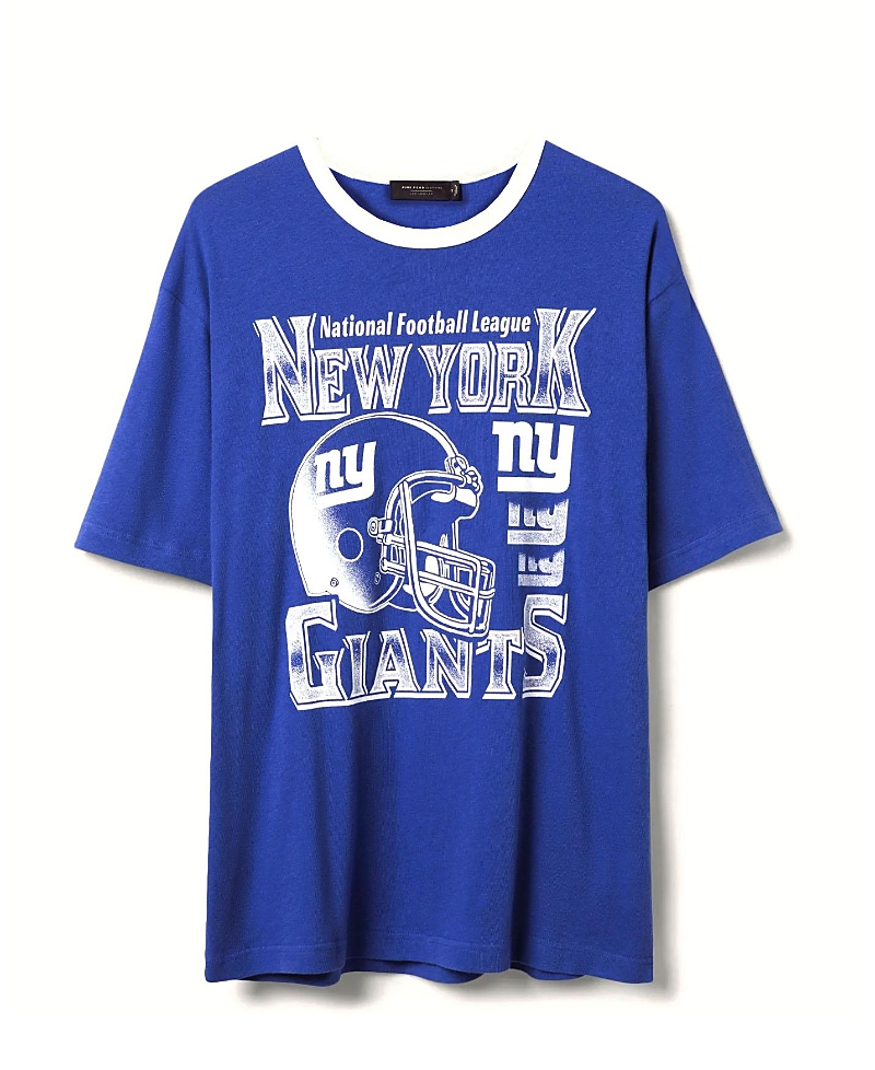 Junk Food Clothing Unisex Nfl New York Giants Oversized Ringer Tee In Liberty