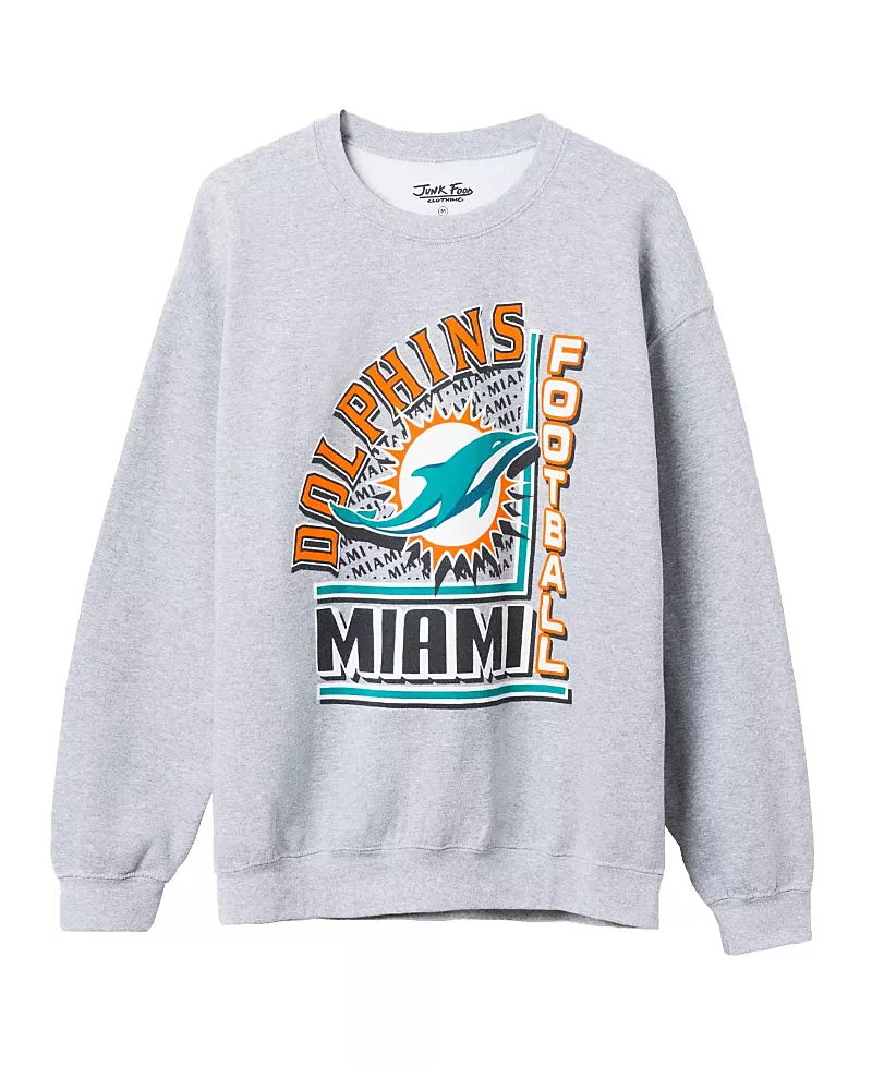 Junk Food Clothing Unisex Nfl Miami Dolphins Backfield Crew Fleece Sweatshirt
