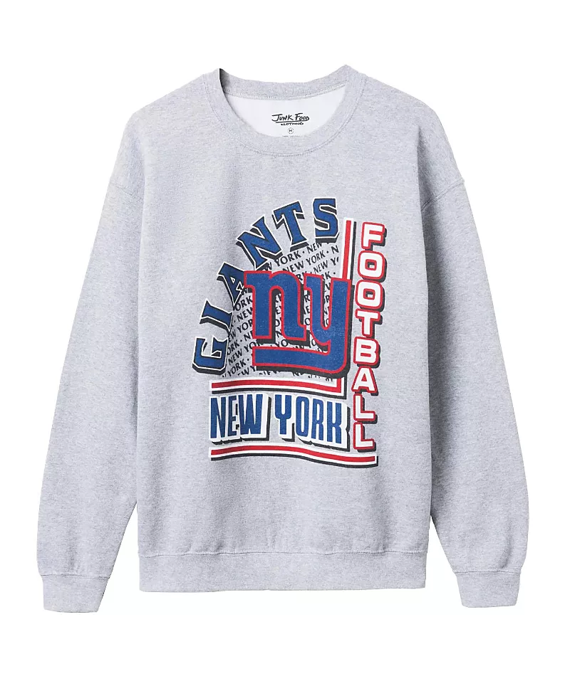 Junk Food Clothing Unisex Nfl New York Giants Backfield Crew Fleece Sweatshirts