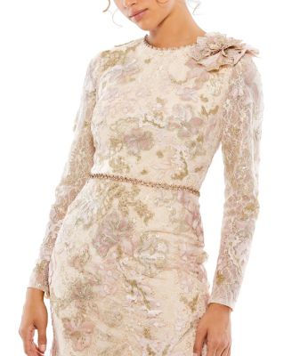 Floral Embroidered Lace Trumpet Gown