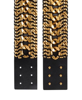 Women's Wide Waist Belt in Braided Chains and Leather