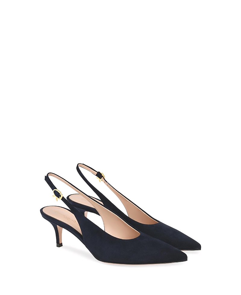 Gianvito Rossi Robbie 55 Suede Slingback Pumps In Blue