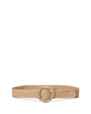 Woven Jute Faux Horn Buckle Wide Belt