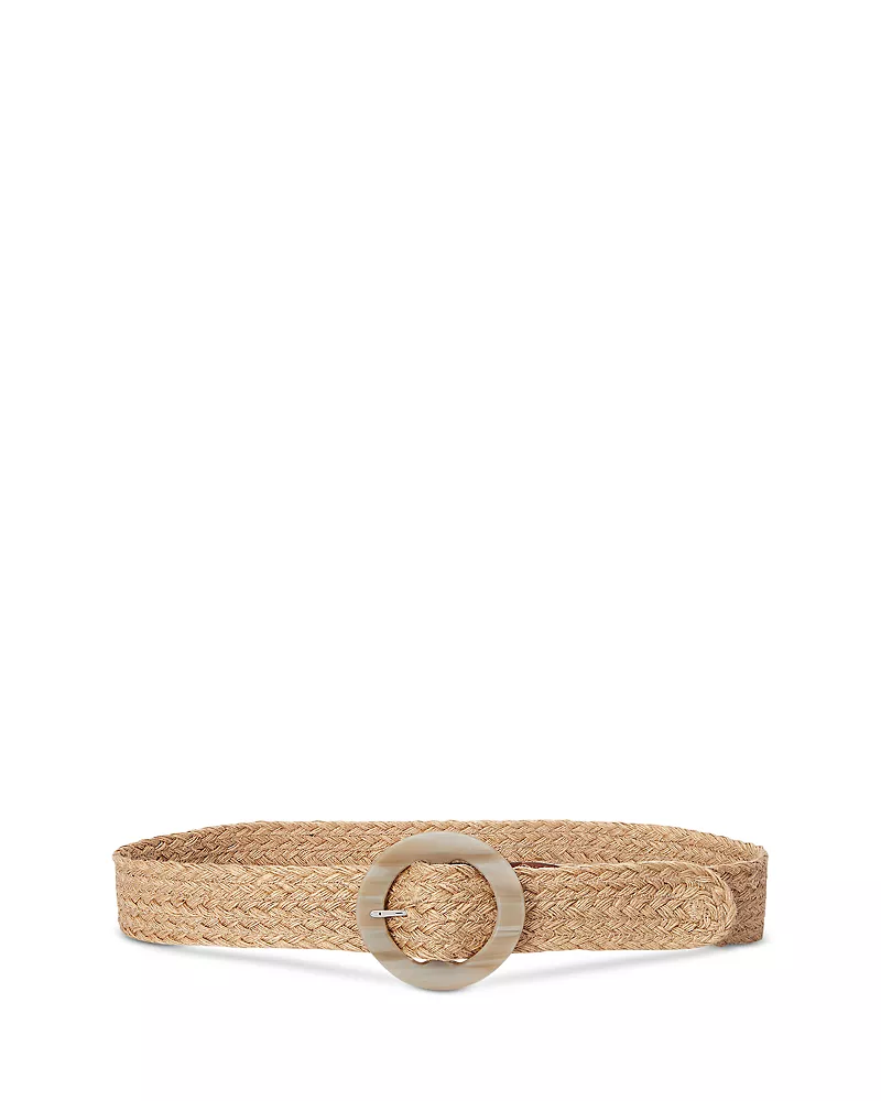 Lauren Ralph Lauren Woven Jute Faux Horn Buckle Wide Belt