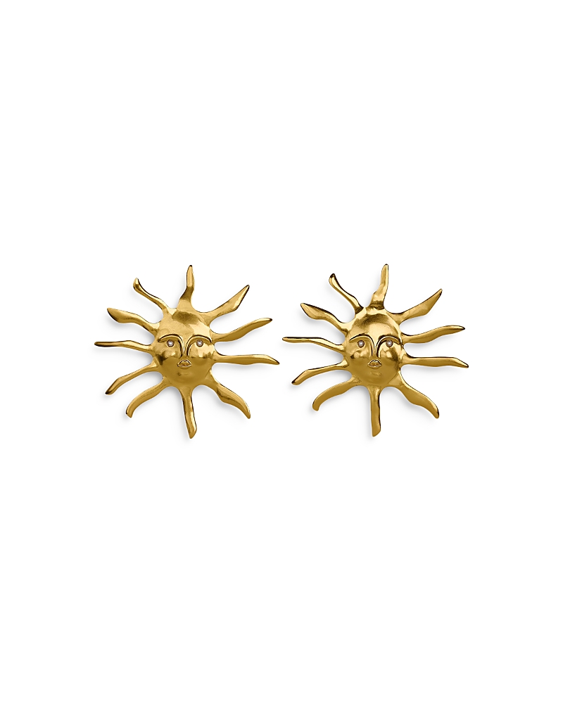 Cult Gaia Leo Imitation Pearl Sun Drop Earrings In Gold Tone In Gold