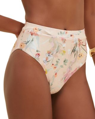 Lily Flower Flutter Strap Bikini Top & Lily Flower High Waist Bikini Bottom