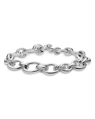 Chain Bracelet in Sterling Silver with Diamonds, 8mm
