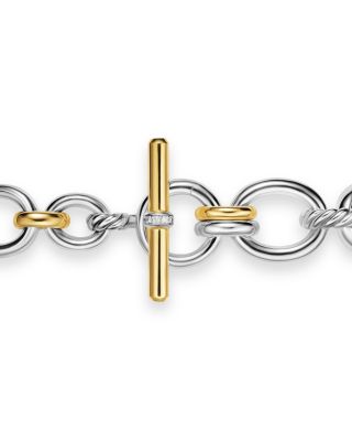 Mercer Chain Necklace in Sterling Silver with 18K Yellow Gold and Diamonds, 8mm