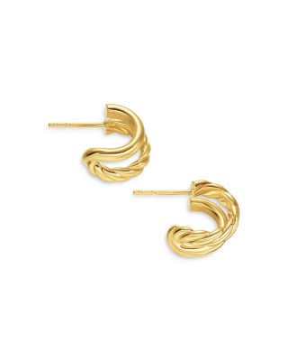 DY Mercer Double Hoop Huggie Earrings in 18K Yellow Gold, 7.8mm