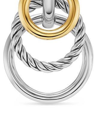DY Mercer Triple Ring Drop Earrings in Sterling Silver with 18K Yellow Gold, 35.6mm