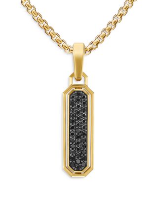 Men's Streamline Inlay Amulet in 18K Yellow Gold with Black Onyx and Black Diamonds, 30.7mm