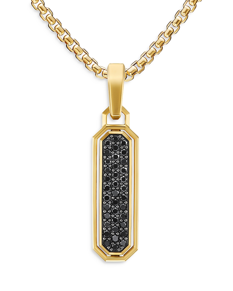 David Yurman Men's Streamline Inlay Amulet in 18K Yellow Gold with Black Onyx and Black Diamonds, 30.7mm · OS