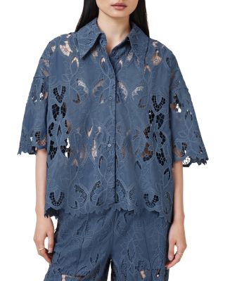 Charli Embroidered Shirt & Lace Wide Leg Pants