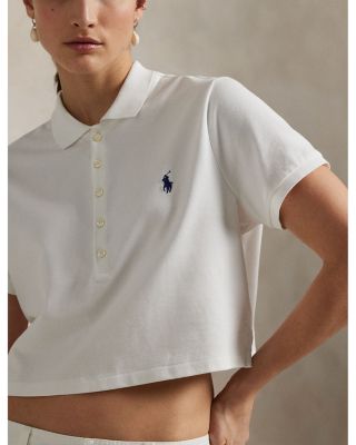★POLO RALPH LAUREN★CROPPED PIQUE POLOSHIRT ★正規品★ Genuine Polo Ralph Lauren GOLF Pique Crop Polo Shirt - White