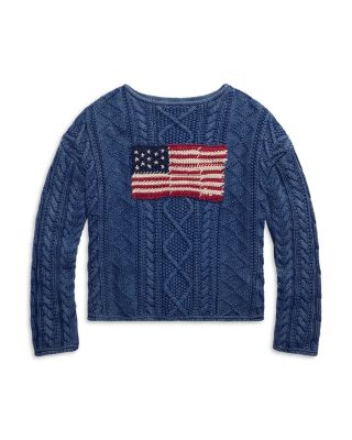 Lauren Ralph Lauren Flag Aran Knit Cotton Sweater