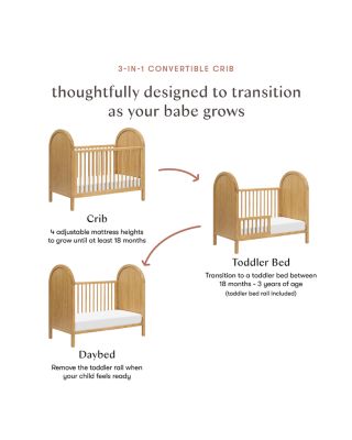 Bondi 3 in 1 Convertible Crib with Toddler Bed Conversion Kit