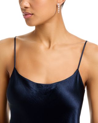 Diamond Flower Drop Earrings in 14K White Gold, 1.0 tcw