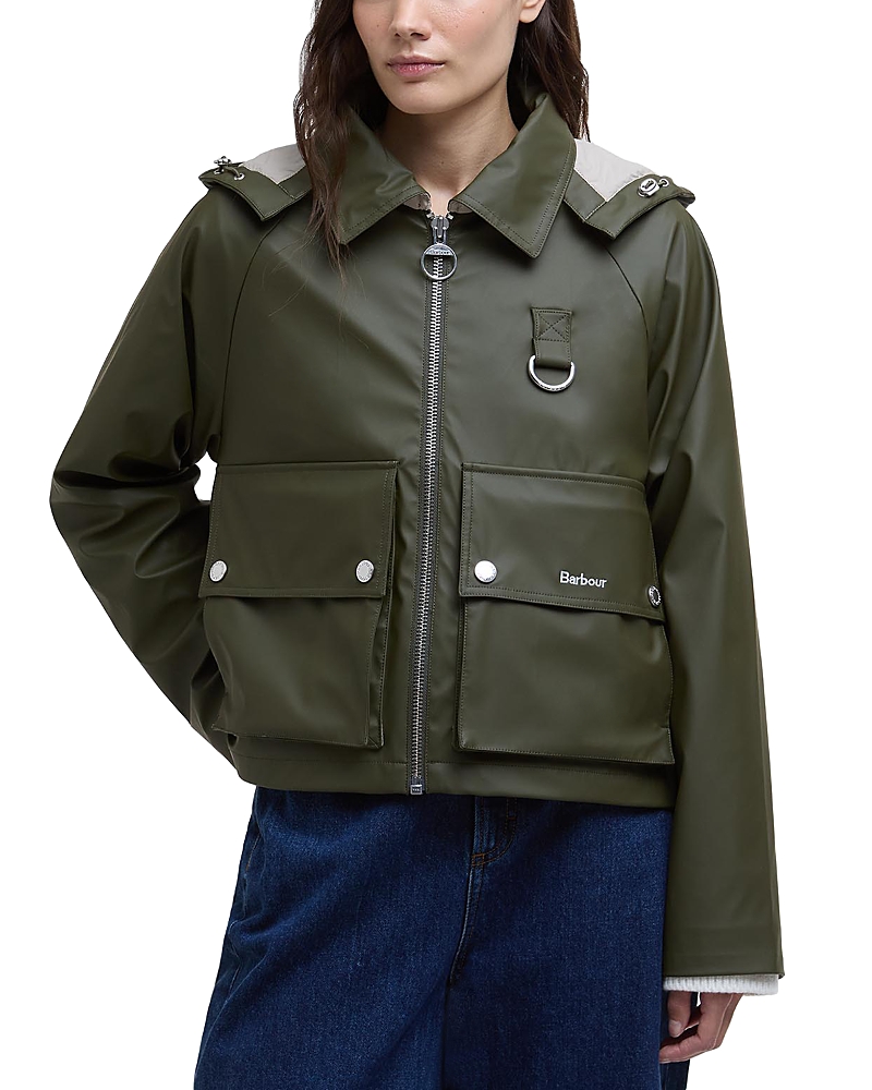 Barbour June Womens Showerproof Jacket In Deep Olive