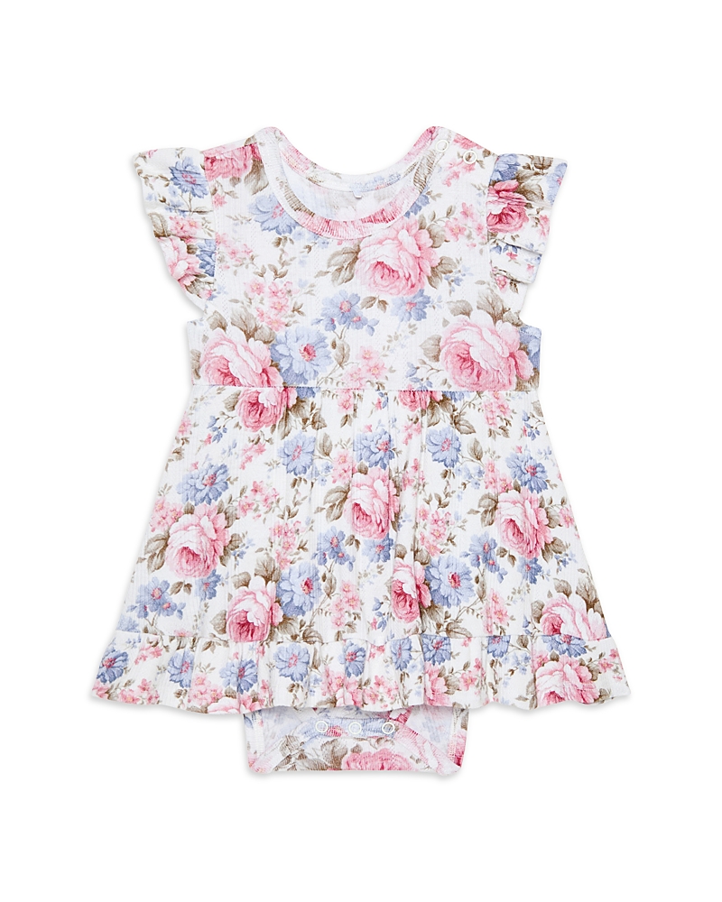 Posh Peanut Girls' Etta Pointelle Ruffled Bodysuit Dress - Baby In White