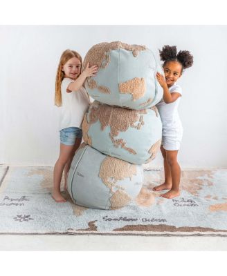 World Map Pouf - 1' 8" x 1' 8" x 1' 6 "