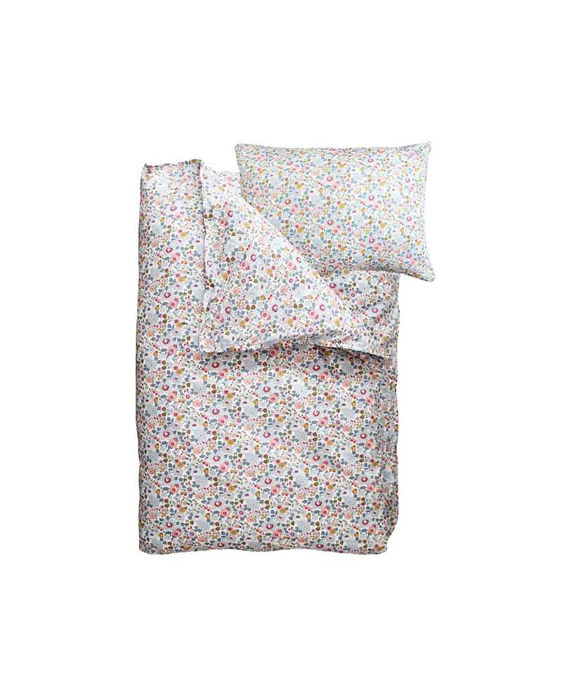 COCO & WOLF LIBERTY FABRIC BETSY GREY PRINT DUVET SET, TWIN