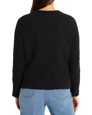 Weave Mix Knit Front Zip Jacket