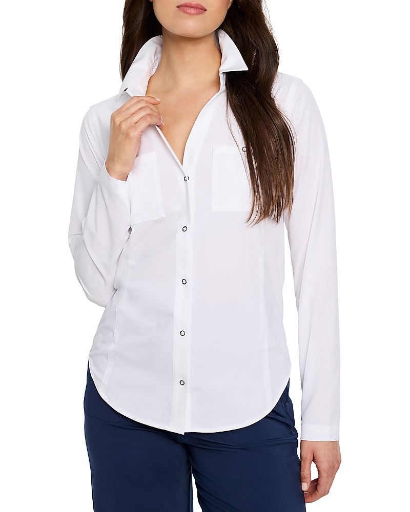Nic + Zoe Nic+zoe Snap Front Tech Stretch Top In Paper White