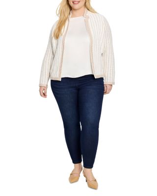 Plus Pinstripe Stand Collar Jacket